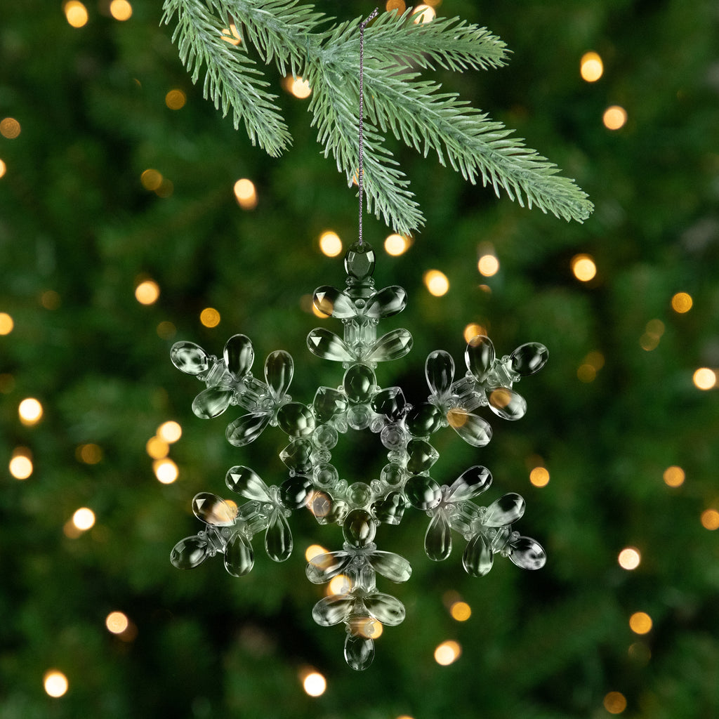 Hanging Acrylic Snowflake Christmas Ornaments - 7" - Clear - Set of 6