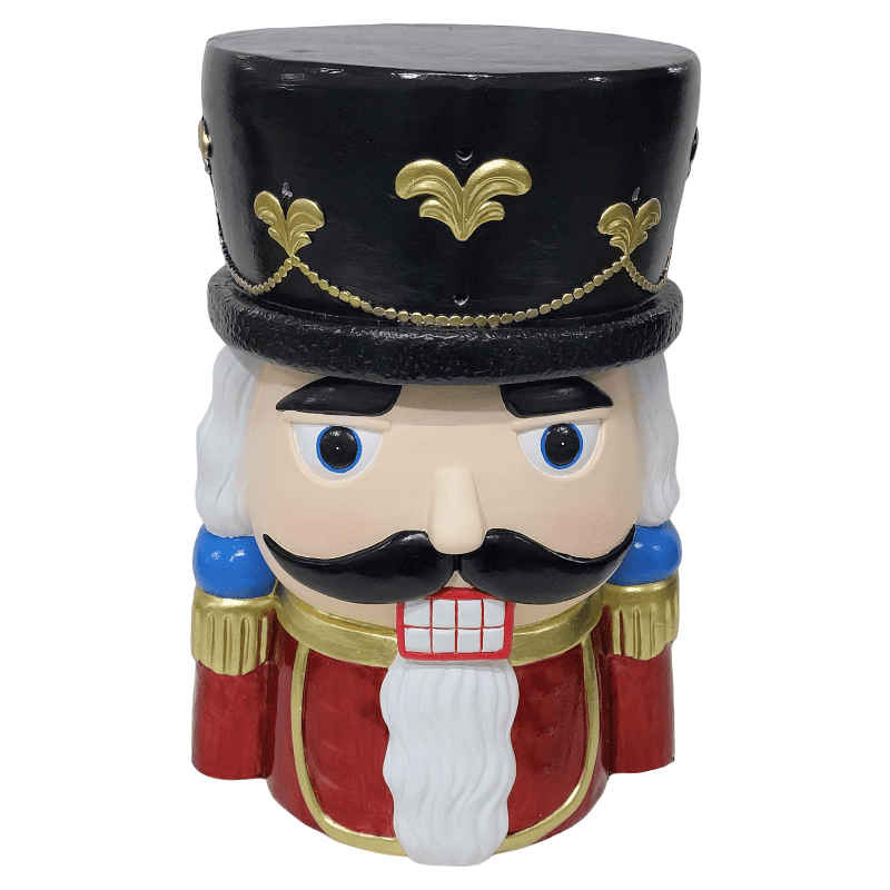 19" Nutcracker Soldier Stool, Retro Christmas Side Table Decor for Indoor & Outdoor Patio, Garden & Living Room