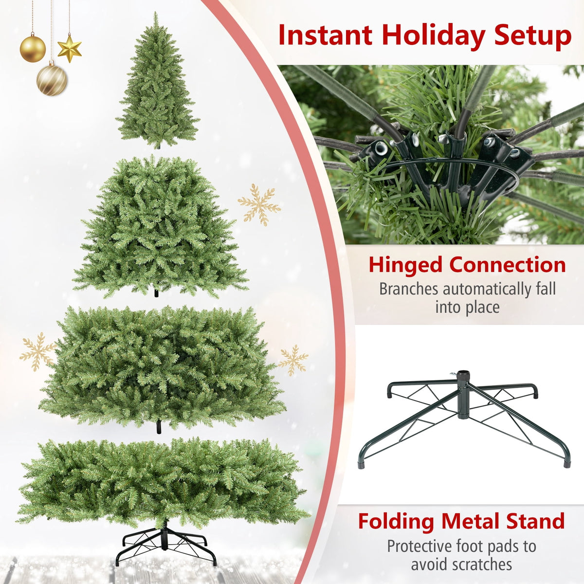 Costway 4 ft Artificial Christmas Tree with 559 Lush PVC Branch Tips & Folding Metal Stand