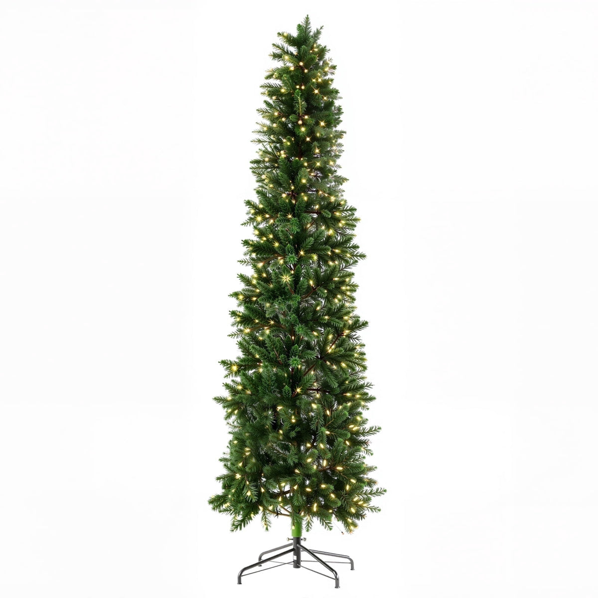 JIOABL 6-Foot Pre-Lit Fraser Fir Pencil Artificial Christmas Tree, Offering 8 Warm Light Modes, Green