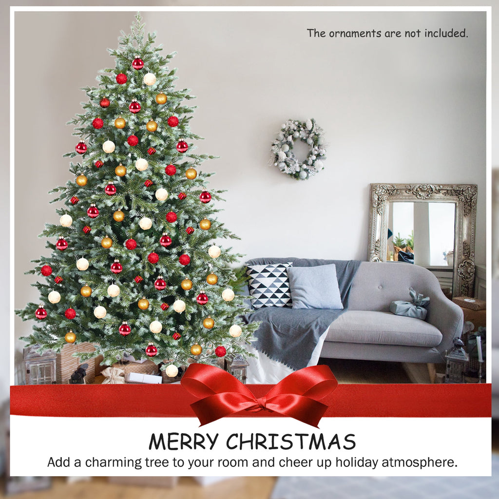 Gymax 7 Ft Artificial Christmas Tree Unlit Hinged Xmas Tree w/ Metal Stand