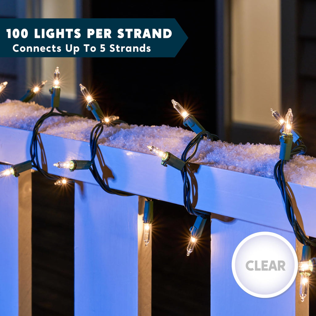 Joiedomi 100-Count Clear White Christmas Light Set,Green Wire Lights for Christmas Decorations,Holiday,Party,Home,Indoor or Outdoor Decorations