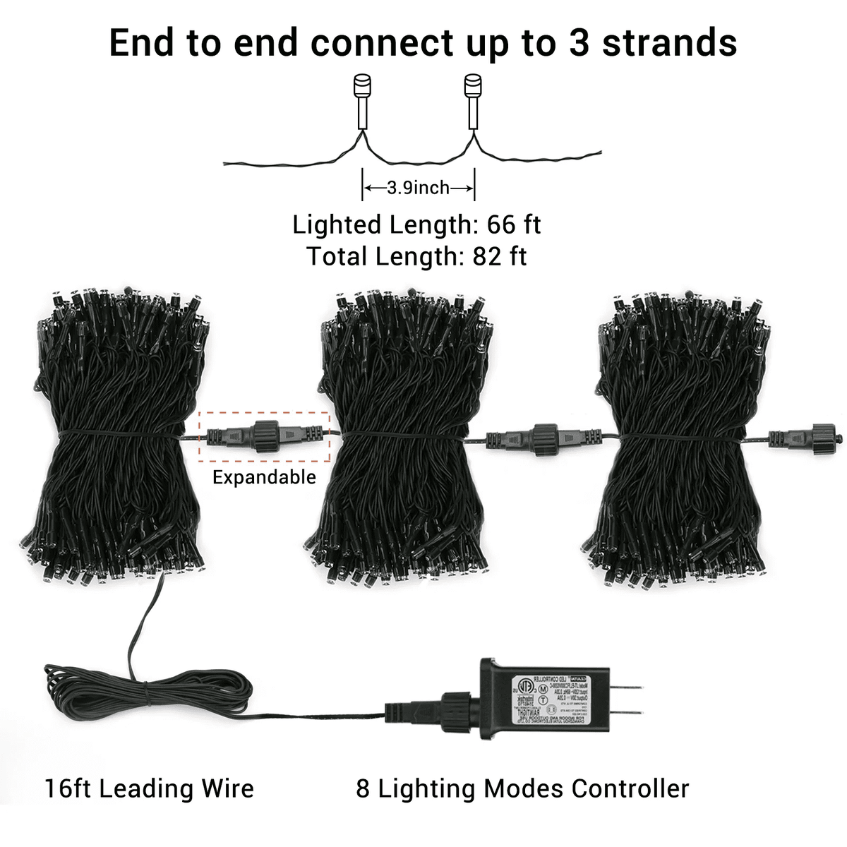 Christmas Lights Multicolor, Toodour 82ft 200 LED Christmas String Lights with 8 Modes, Timer, Connectable Plug in Christmas Outdoor Indoor Lights for Home, Garden, Party, Christmas Tree Decor