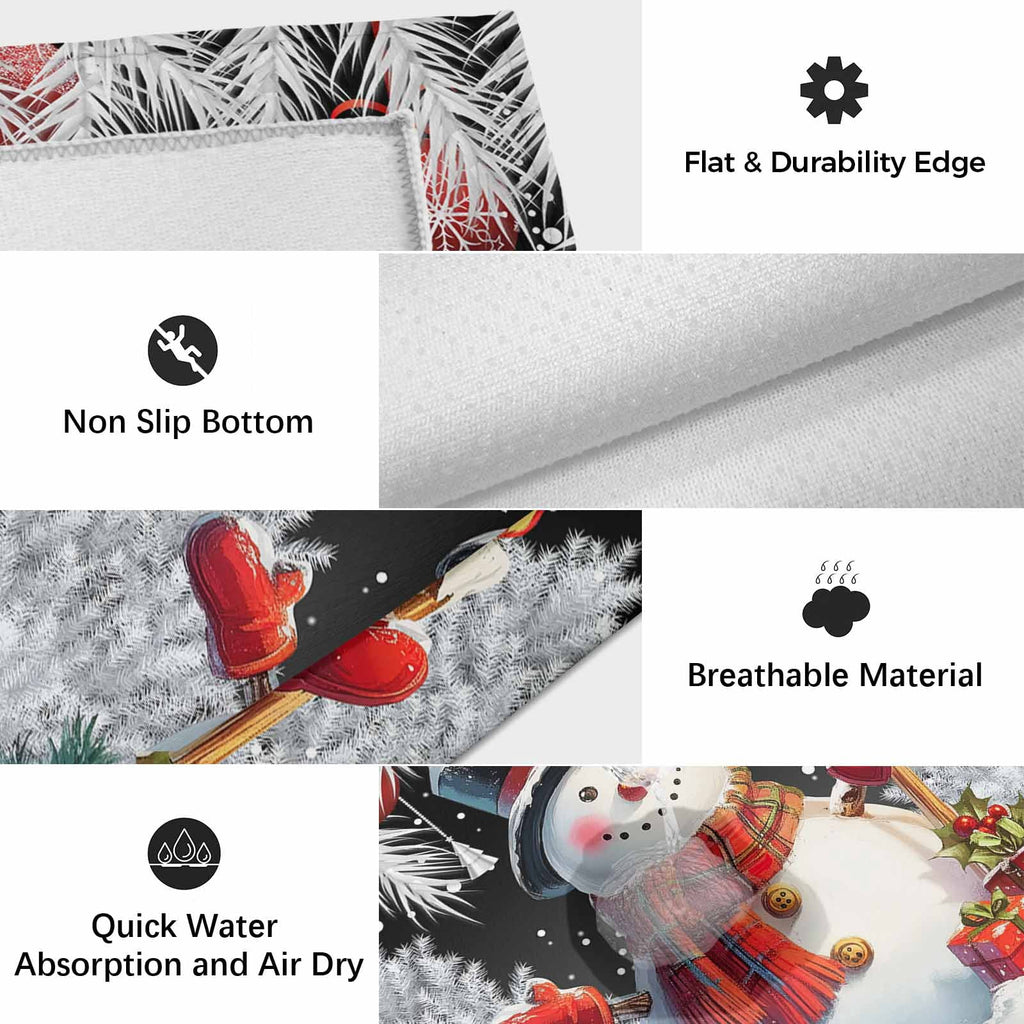 Grey Snowman Christmas Outdoor Rug for Patio/Deck/Porch, Non-Slip Large Area Rug 4 x 6 Ft, Xmas Tree Red Balls Snowflake Indoor Outdoor Rugs Washable Area Rugs, Reversible Camping Rug Carpet Runner
