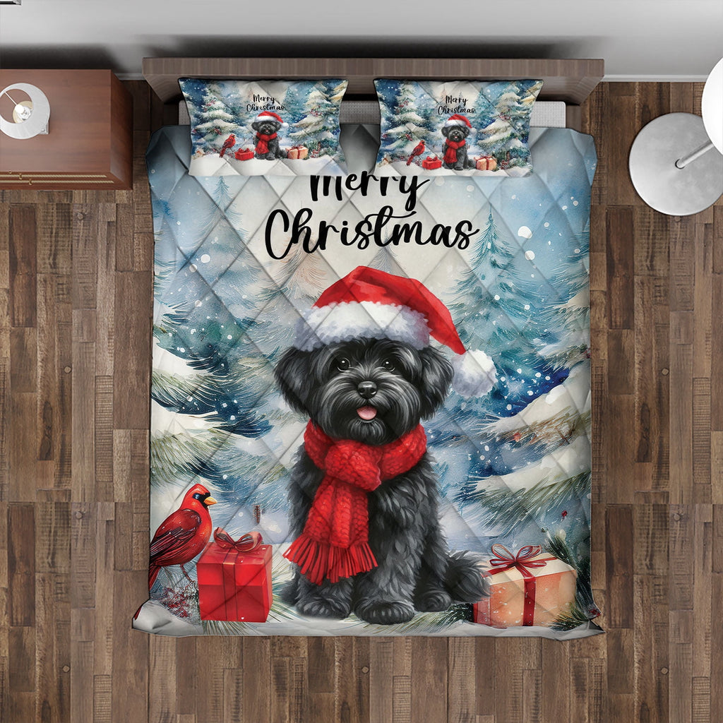 Merry Christmas French Bulldog Enjoys Woofmas Winter Xmas Holiday Quilt Bedding Set Dog Lover Gifts 1 Blanket Bed Cover 2 Pillowcases - 02022