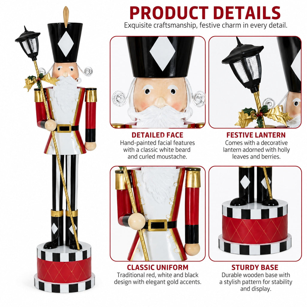 IRONHALL Holiday Classic Iron Nutcracker Decor, Christmas Metal Nutcracker Figurine, Indoor Tabletop Xmas Ornament for Festive Home Decor
