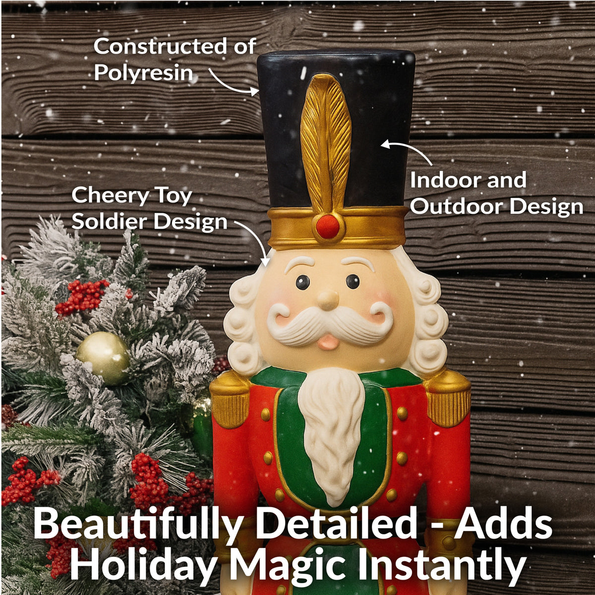 Sunnydaze Red Polyresin Tommy the Toy Soldier Nutcracker Christmas Statue, 37"