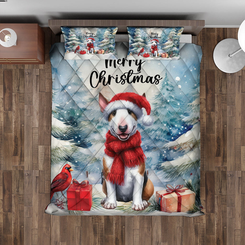 Merry Christmas French Bulldog Enjoys Woofmas Winter Xmas Holiday Quilt Bedding Set Dog Lover Gifts 1 Blanket Bed Cover 2 Pillowcases - 02022