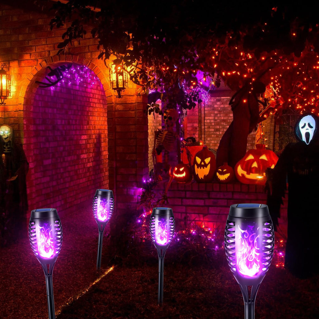 Toodour Outdoor Solar Lights, 6 Pack LED Solar Torch Lights with Flickering Flame, Waterproof Halloween Decoration for Patio Lawn Yard Pathway Garden