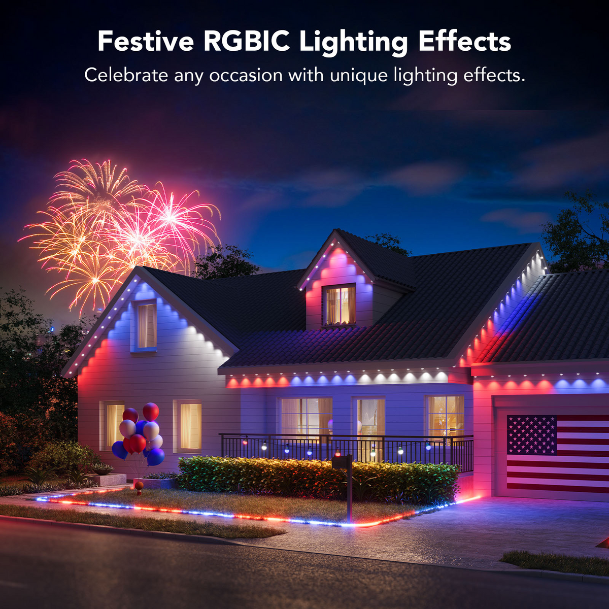 Govee 100ft RGBIC Permanent Outdoor Lights with 72 Lights, White version