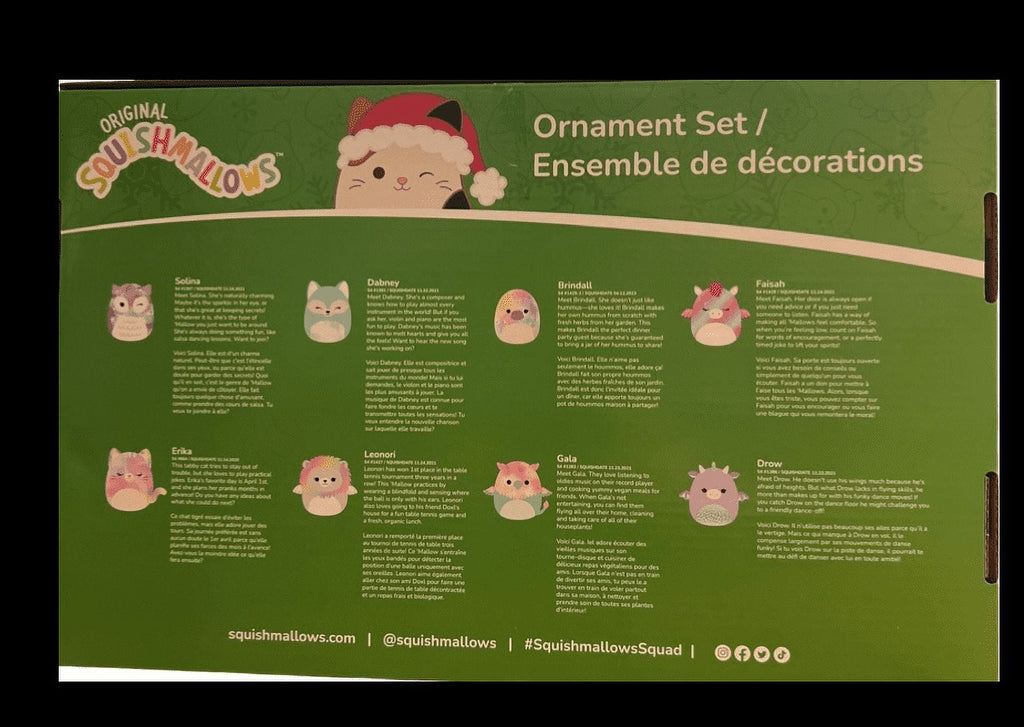 Squishmallows Christmas Ornaments 4-inch 8-Piece Mini Plush 2023