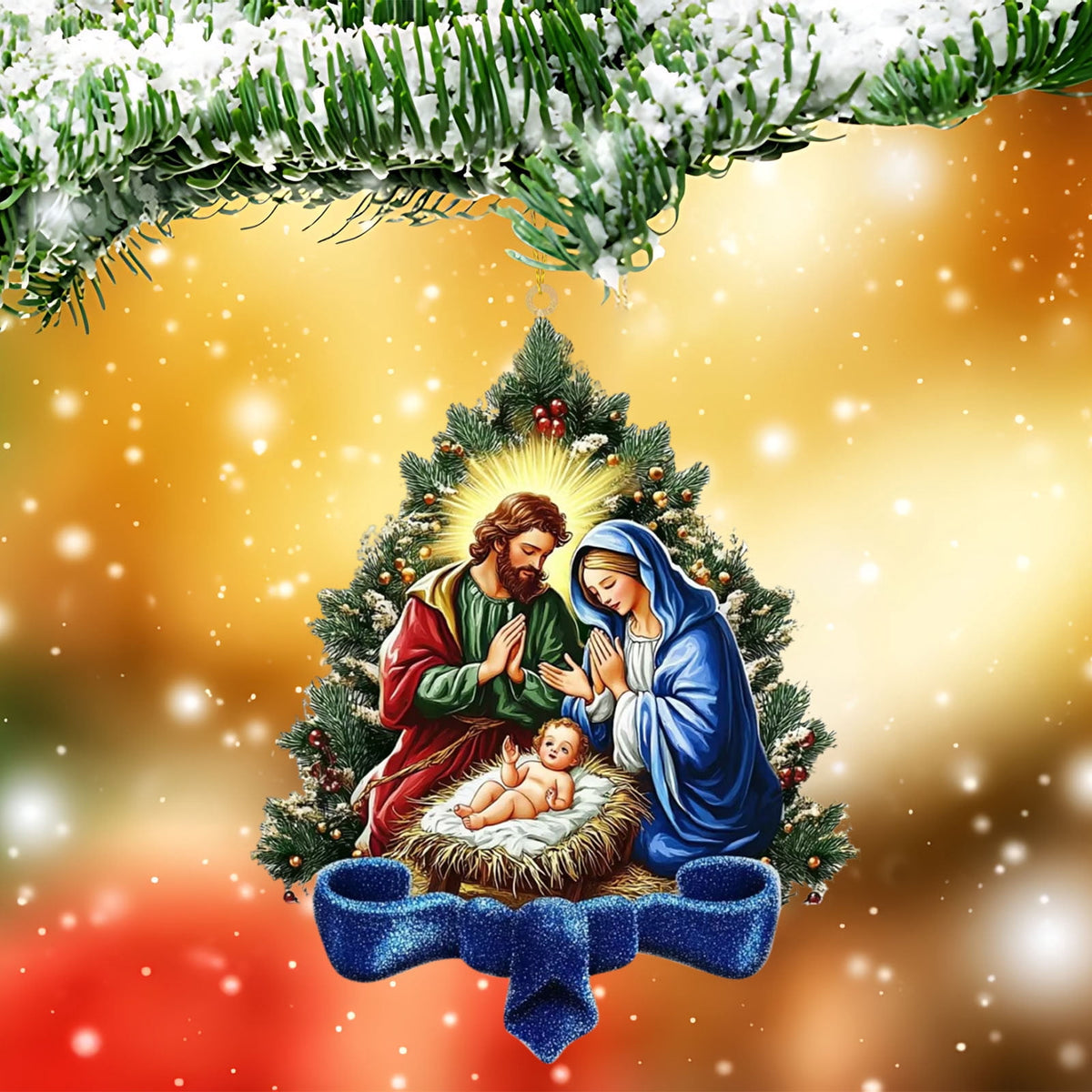 Xuniizn Nativity Ornaments, Christmas Nativity Scene Ornaments Acrylic Christmas Tree Decorations for Xmas Tree, Home, Office, Hanging Ornament, Religious Gifts, Party Decor, Christmas Decorations