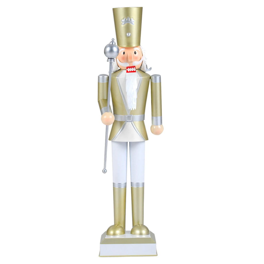 Costway 32.5” Christmas Nutcracker with High Hat & Beautiful Scepter, Uniform & Boots Black+Red