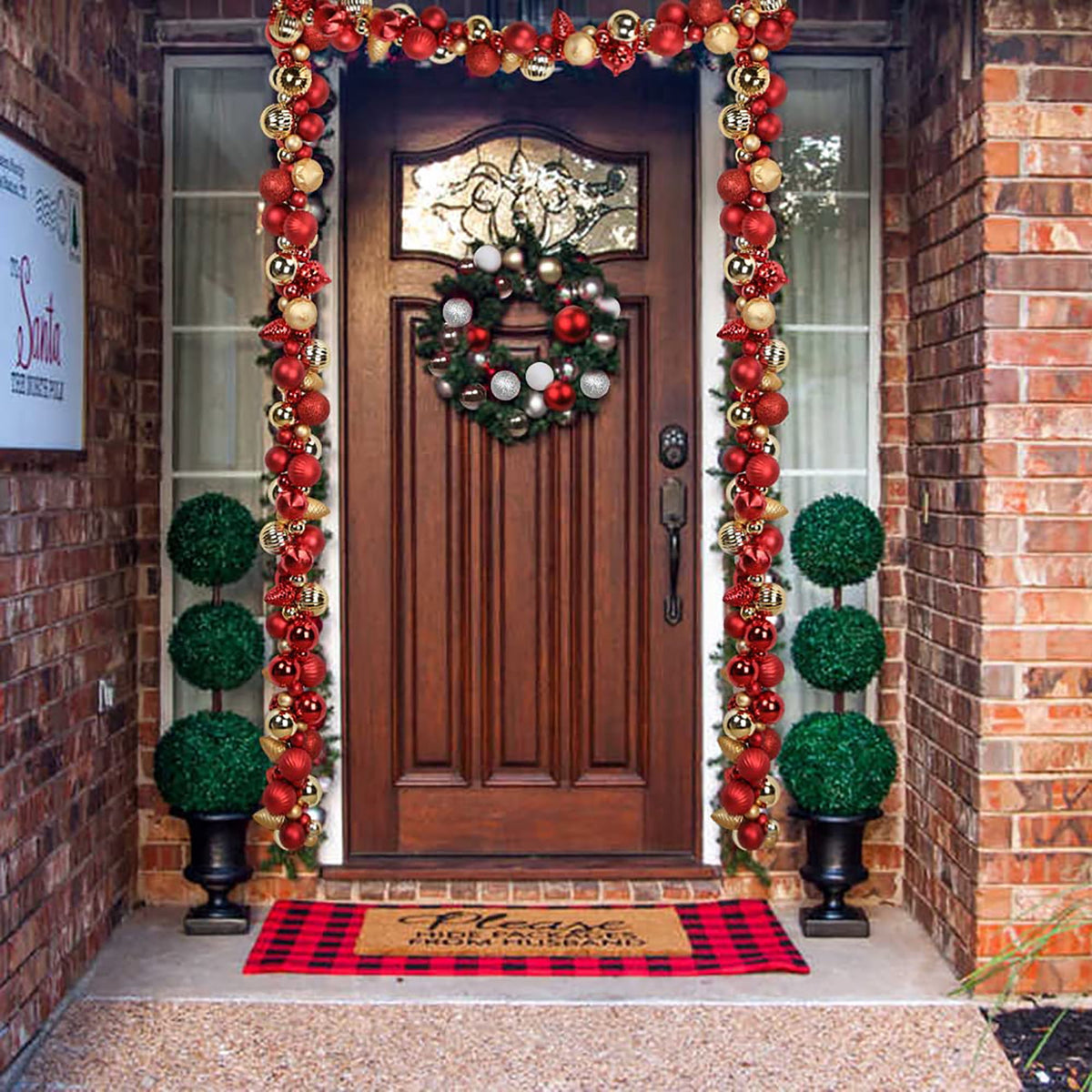 6 Ft Christmas Ball Garland Ornaments Shatterproof Xmas Hanging Balls Holiday Party Wedding Christmas Tree Decor Red