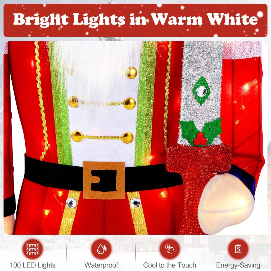 Gymax 5 FT Lighted Nutcracker Soldier Christmas Decoration w/Glitter Sword Outdoor