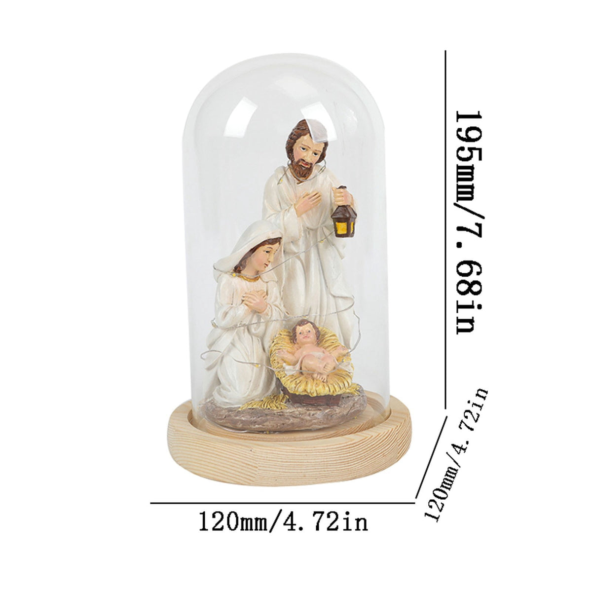 Bfogop Glass Christmas Led Nativity Scene Figurine Glowing Ornament Crafts For Festival Wedding Birthday Party Christmas Nativity Figurines Decorations Glass Dome Religious Decorations