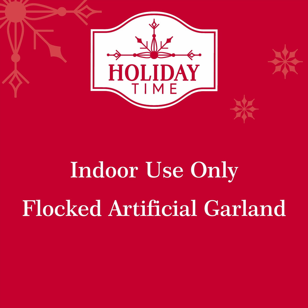 Snow-Flocked Winter Frost Unlit Artificial Christmas Garland, Green and White, 9', by Holiday Time