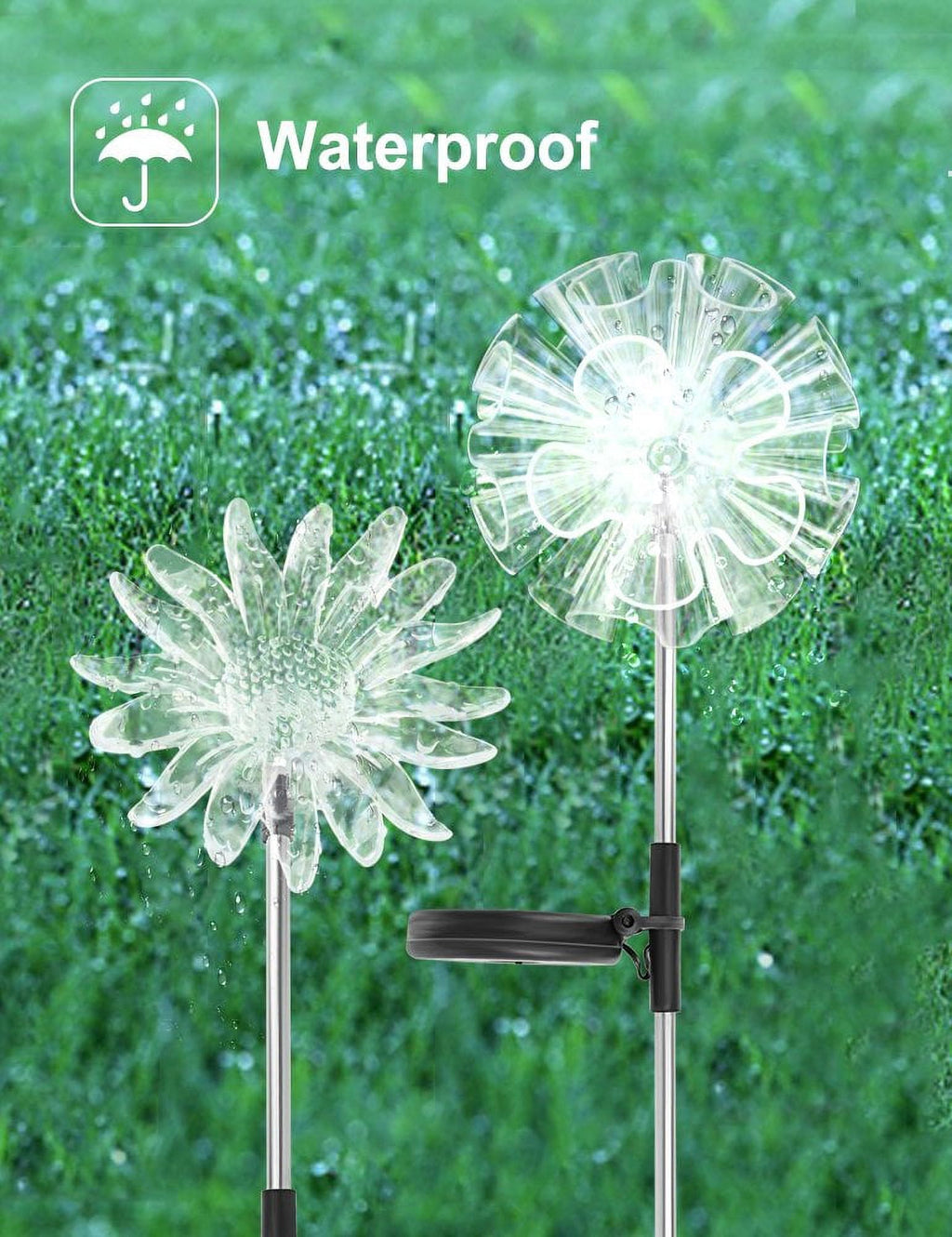 QiShi Solar Garden Lights Tree Outdoor Multi-Color Changing LED Stake Lights Flower for Garden, Patio, Yard and Decoration Solar Flickering Tree Lights (Tree,2 Pack)