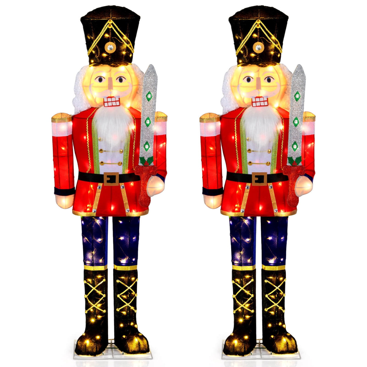 Costway 1 PCS 5 FT Lighted Nutcracker Soldier Outdoor Christmas Decoration with Glitter Sword