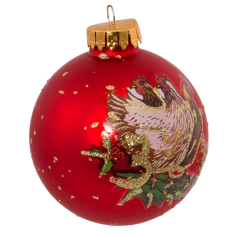 Kurt Adler 65mm 12 Days of Christmas Decorative Glass Balls, 12 Piece Set