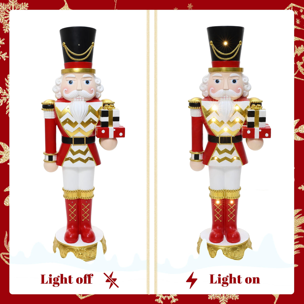 Langford Home 3.7 Ft Battery Operated Prelit Christmas Nutcracker Statue Holiding Presents