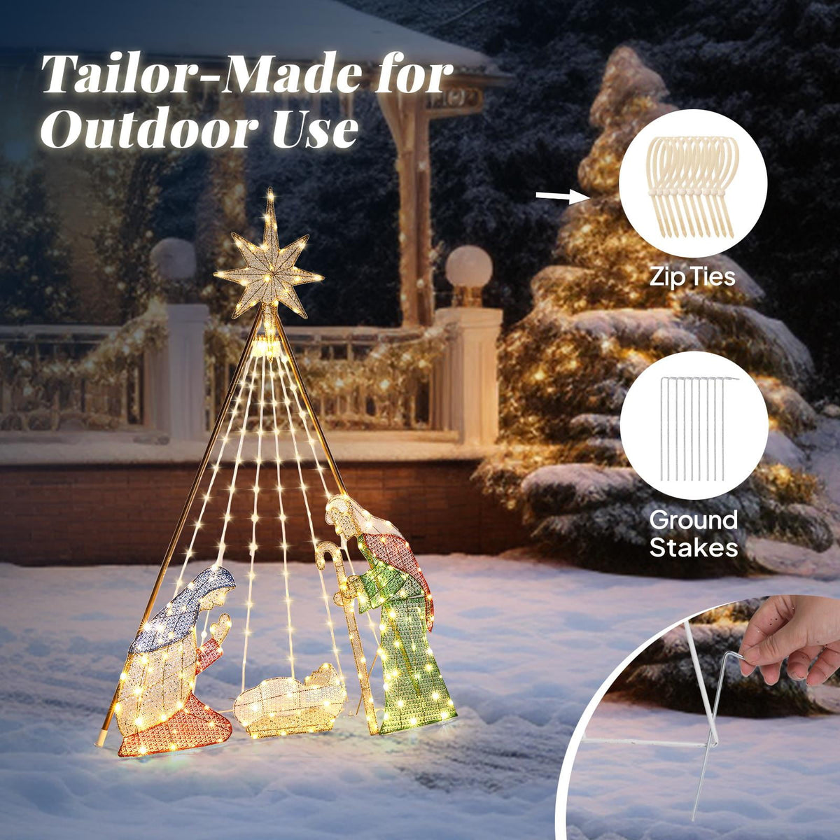 SalonMore 6Ft Lighted Christmas Nativity Set Outdoor Decor Nativity Decoration