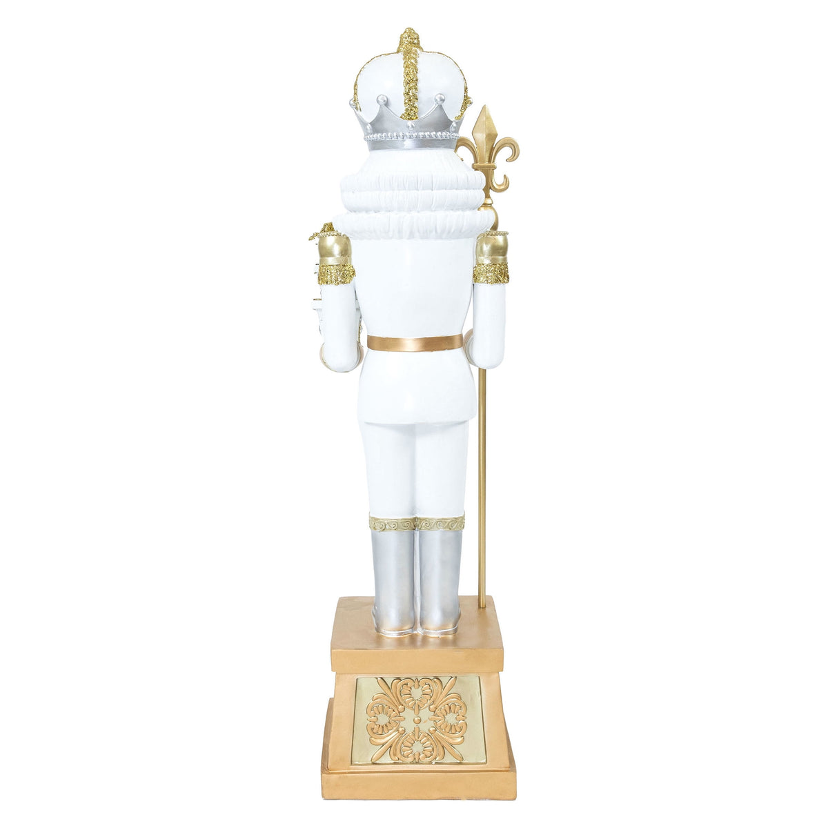 Sunnydaze Gold Polyresin Pierre the Fleur-de-Lis Nutcracker Christmas Statue, 47"