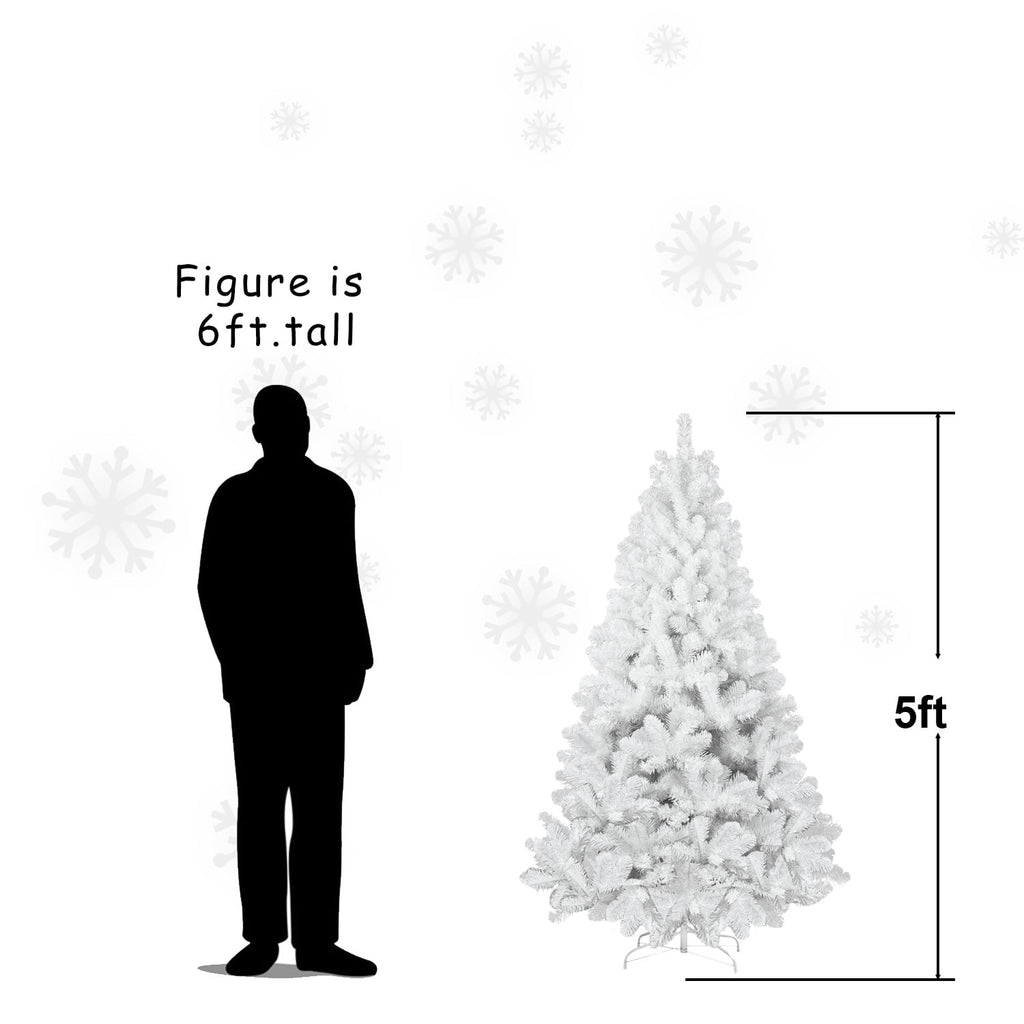 6 Ft White Christmas Tree with Memory Wire, 760 Tips Hinged Artificial PVC Tree, Easy Assembly Holiday Xmas Tree for Indoor Decor (Ornaments Not Included)