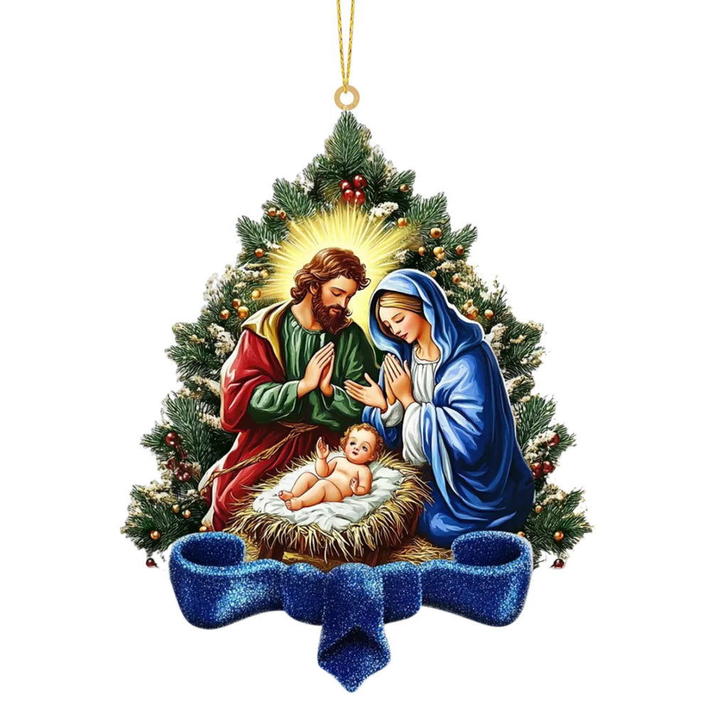 Xuniizn Nativity Ornaments, Christmas Nativity Scene Ornaments Acrylic Christmas Tree Decorations for Xmas Tree, Home, Office, Hanging Ornament, Religious Gifts, Party Decor, Christmas Decorations