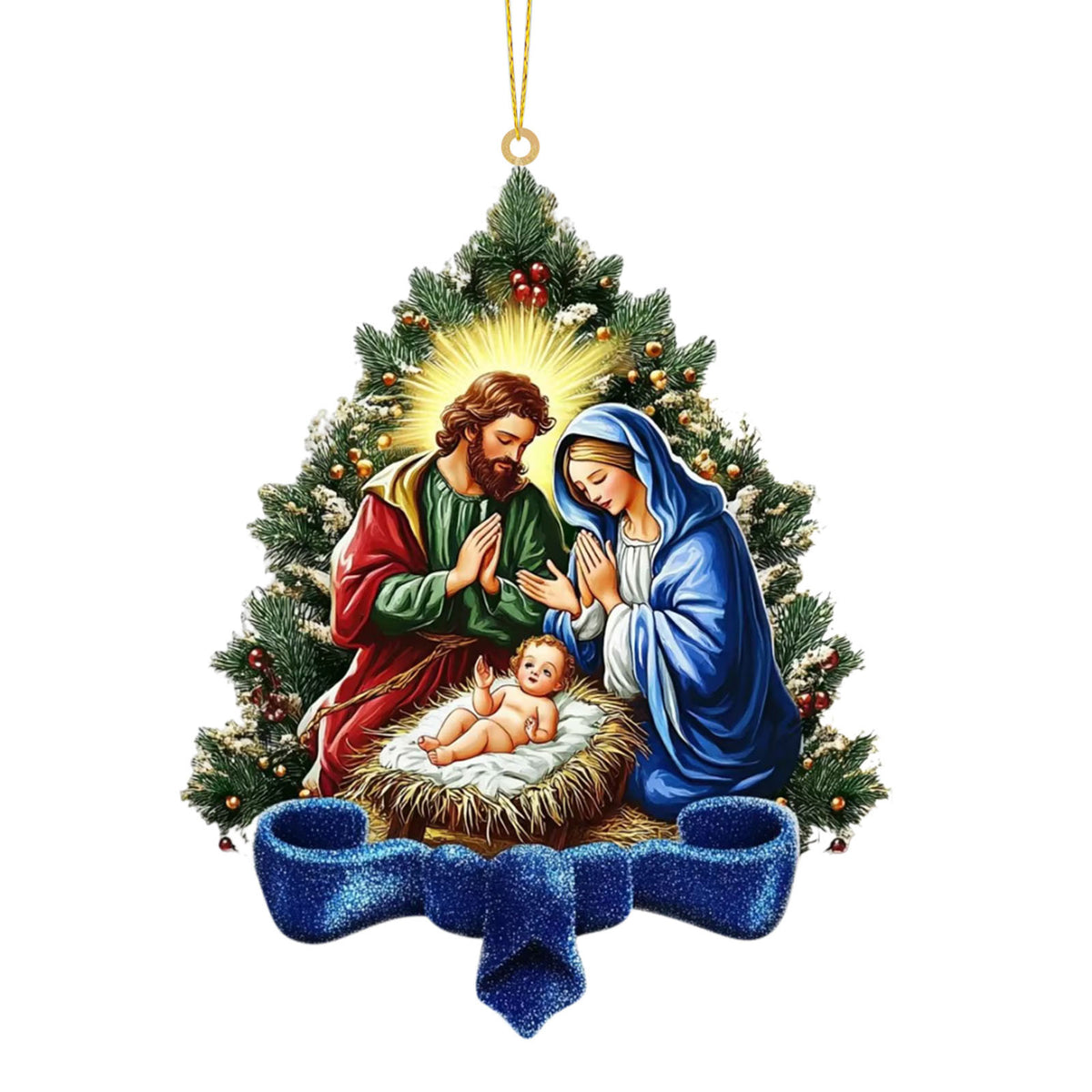 Xuniizn Nativity Ornaments, Christmas Nativity Scene Ornaments Acrylic Christmas Tree Decorations for Xmas Tree, Home, Office, Hanging Ornament, Religious Gifts, Party Decor, Christmas Decorations
