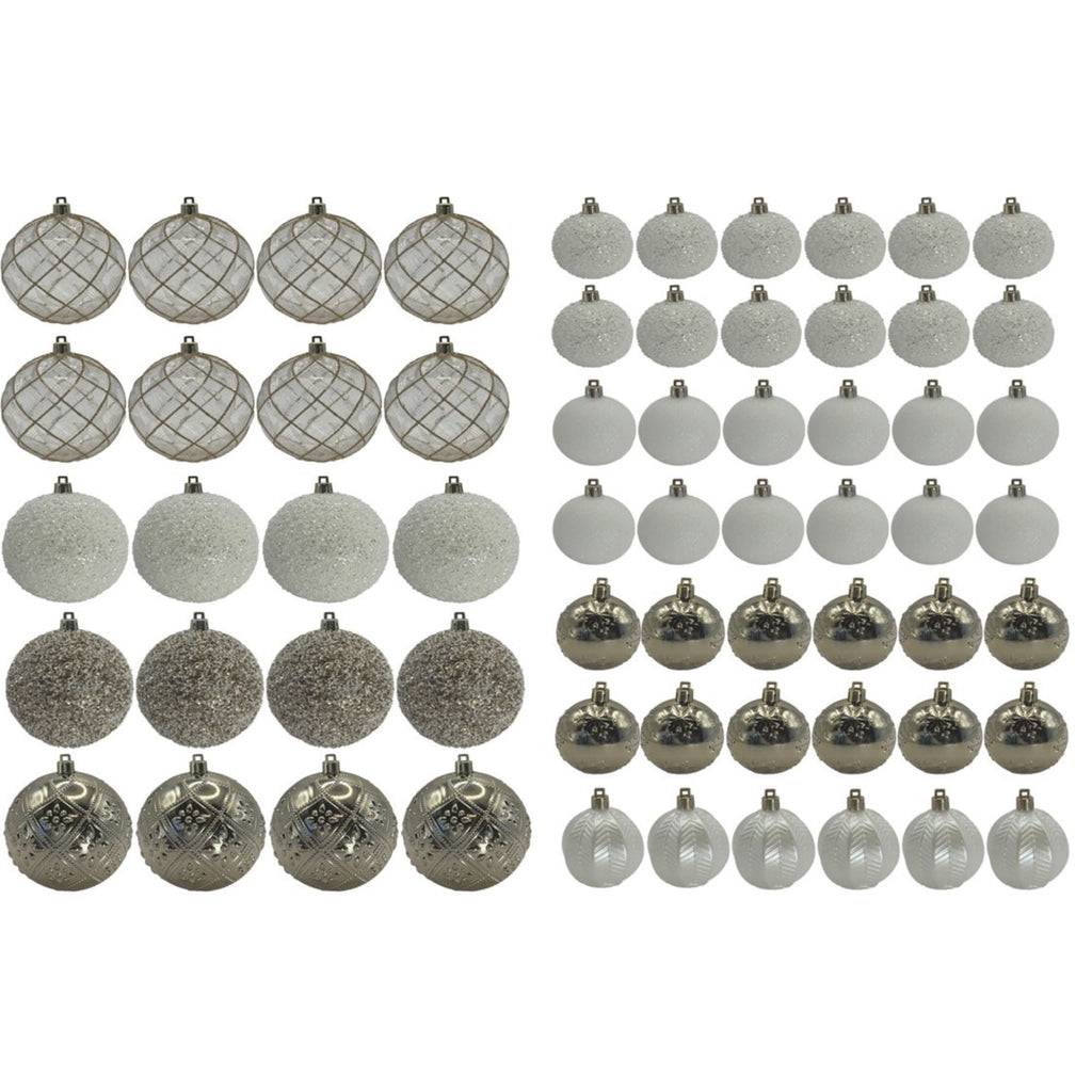My Texas House 62-Count Gold and White Shatterproof Christmas Ornaments