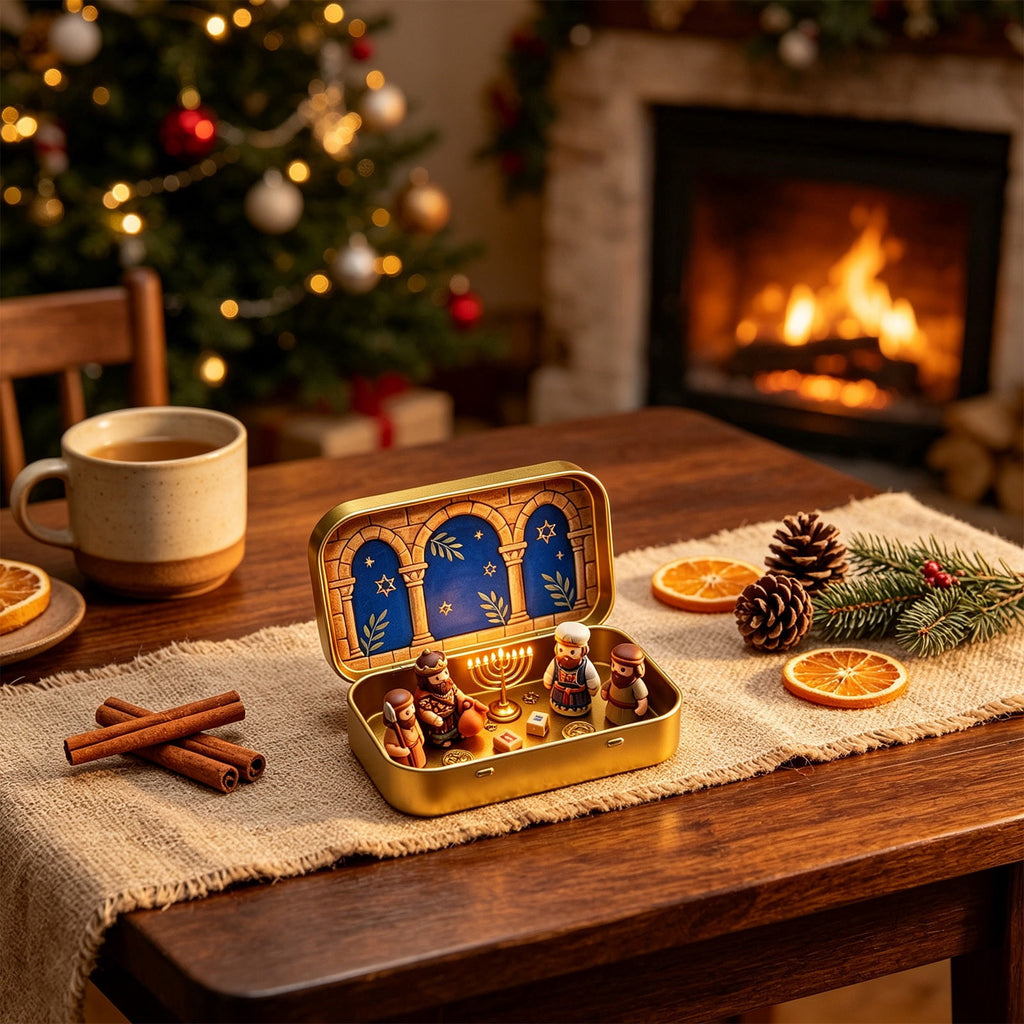 Mini Christmas Nativity Set In Tin Box Jesus Birth Scene Figurines Decoration for Tabletop Party Office Decor & Christian Holiday Gifts