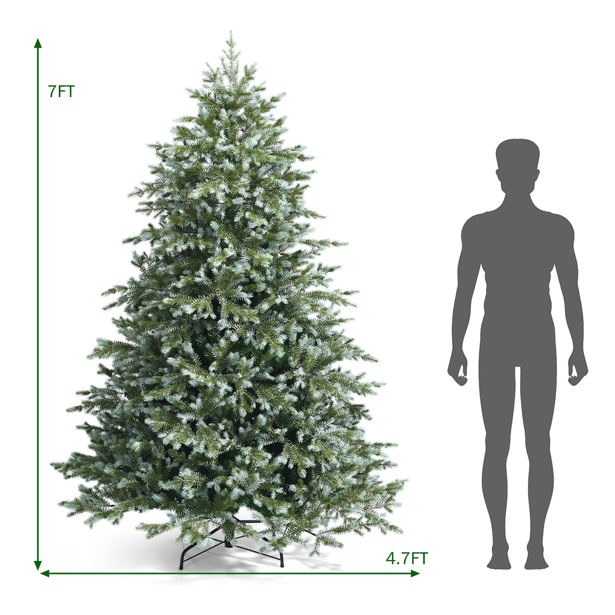 Costway 8ft Hinged Artificial Christmas Spruce Tree w/ 1658 Mixed PE & PVC Tips