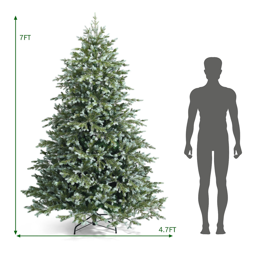 Costway 7ft Artificial Christmas Spruce Hinged Tree w/ 1260 Mixed PE & PVC Tips