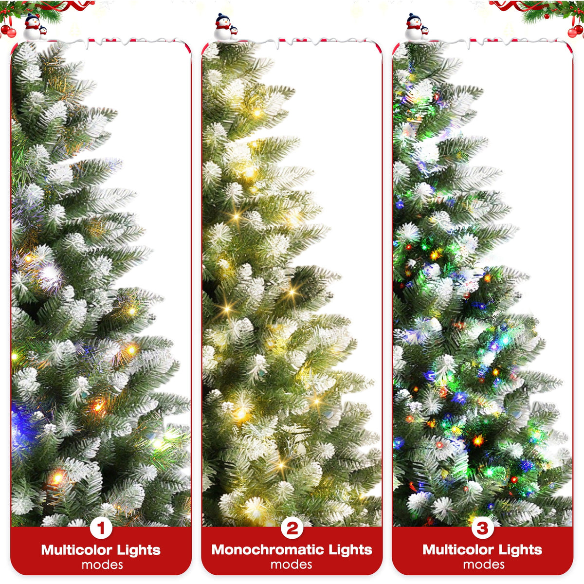 Yexmas 6ft Pre-Lit Green Christmas Tree, 11 Modes Colored LED Lights, Artificial Xmas Tree with Large Storage Bag