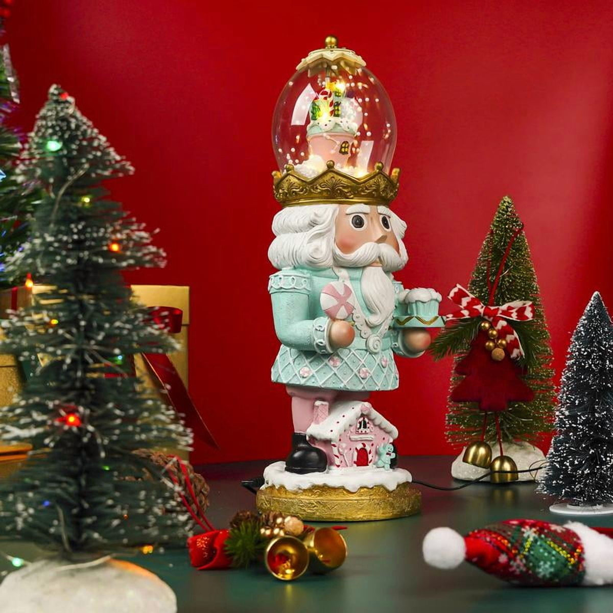 Nutcracker Christmas Snow Globe - Cute and Vibrant Christmas Figure for Home Decoration Gingerbread Nutcracker Christmas Tabletop Decor
