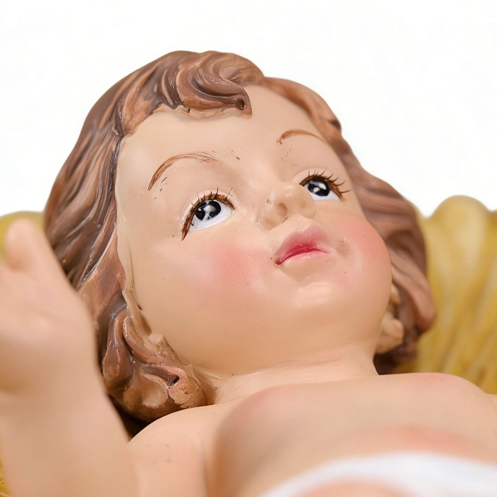 Resin Baby Jesuses Christ in Manger Figurines Small Nativity Statue Ornament