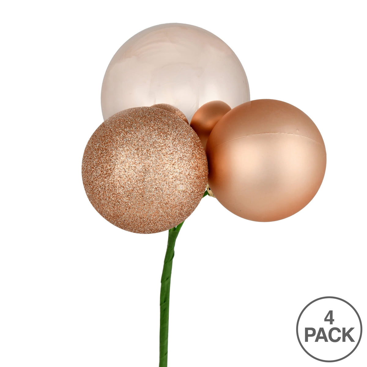 Vickerman 18" Coral Ball Ornament Christmas Pick, 4 per set