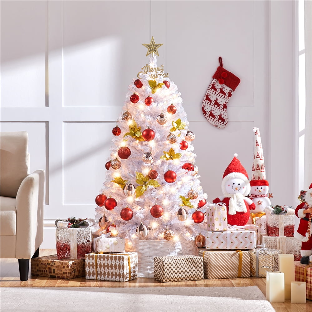 Alden Design 4ft Pre-lit Artificial Christmas Tree with 70 Incandescent Lights, Pink