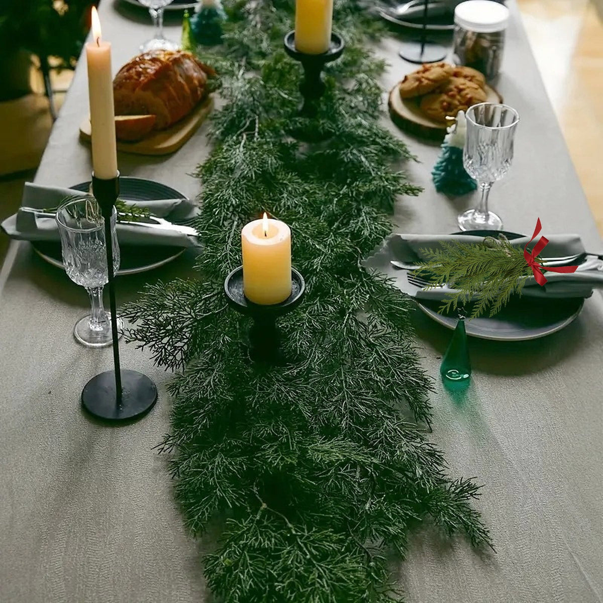 RBCKVXZ 5 FT Christmas Garland Thick and Realistic Artificial Cedar Garland Green Faux Needles Garland for Christmas Winter Home Mantel Fireplace Holiday Party Decorations