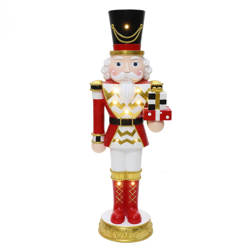 Langford Home 3.7 Ft Battery Operated Prelit Christmas Nutcracker Statue Holiding Presents