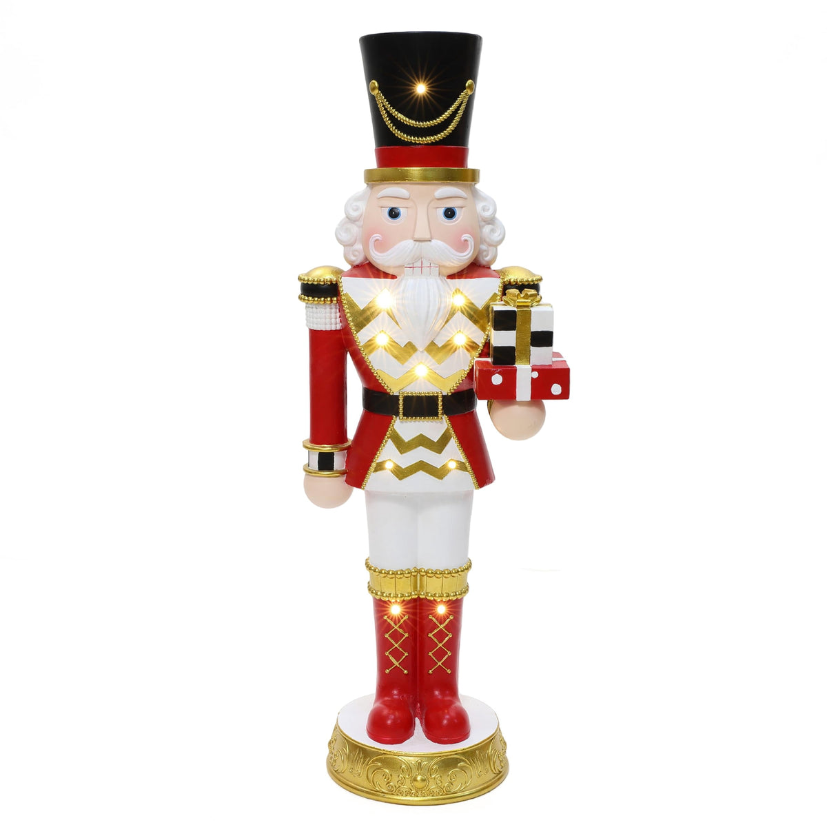 Langford Home 3.7 Ft Battery Operated Prelit Christmas Nutcracker Statue Holiding Presents