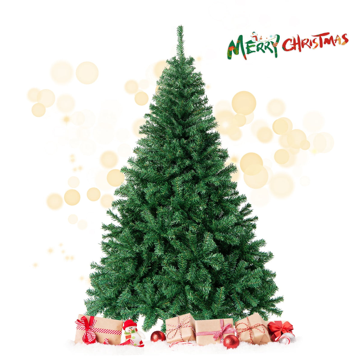 Costway 9FT PVC Christmas Tree 2132 Tips Hinged Solid Metal Legs