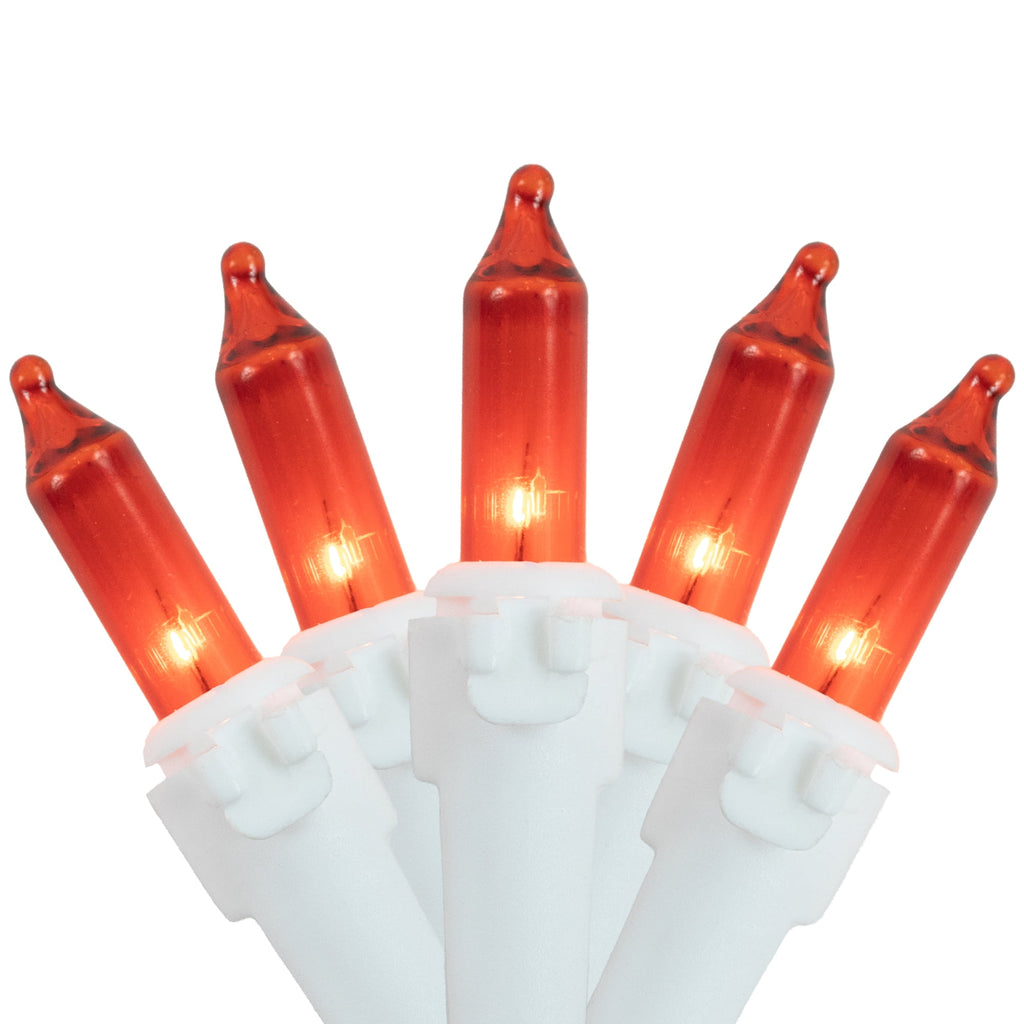 Northlight Mini Incandescent Christmas Lights - Orange - 20.25' White Wire - 100ct