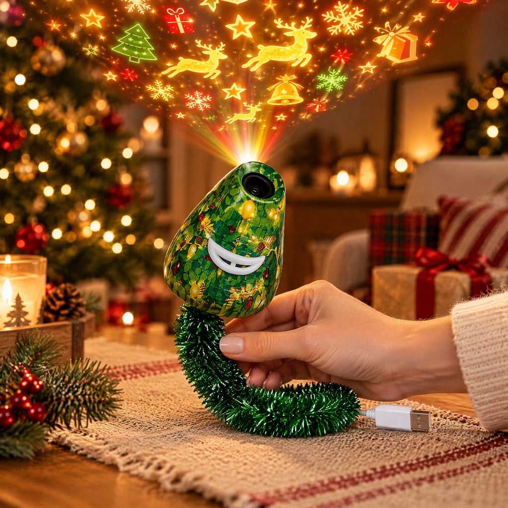 Magical Christmas Projection Night Light, USB Powered Holiday Projector with Festive Wall and Ceiling Effects for Bedroom, Living Room and Christmas Party Ambiance