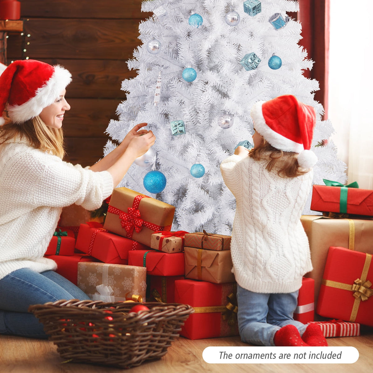 Costway 6 FT Unlit Christmas Tree Hinged with 1000 Branch Tips White