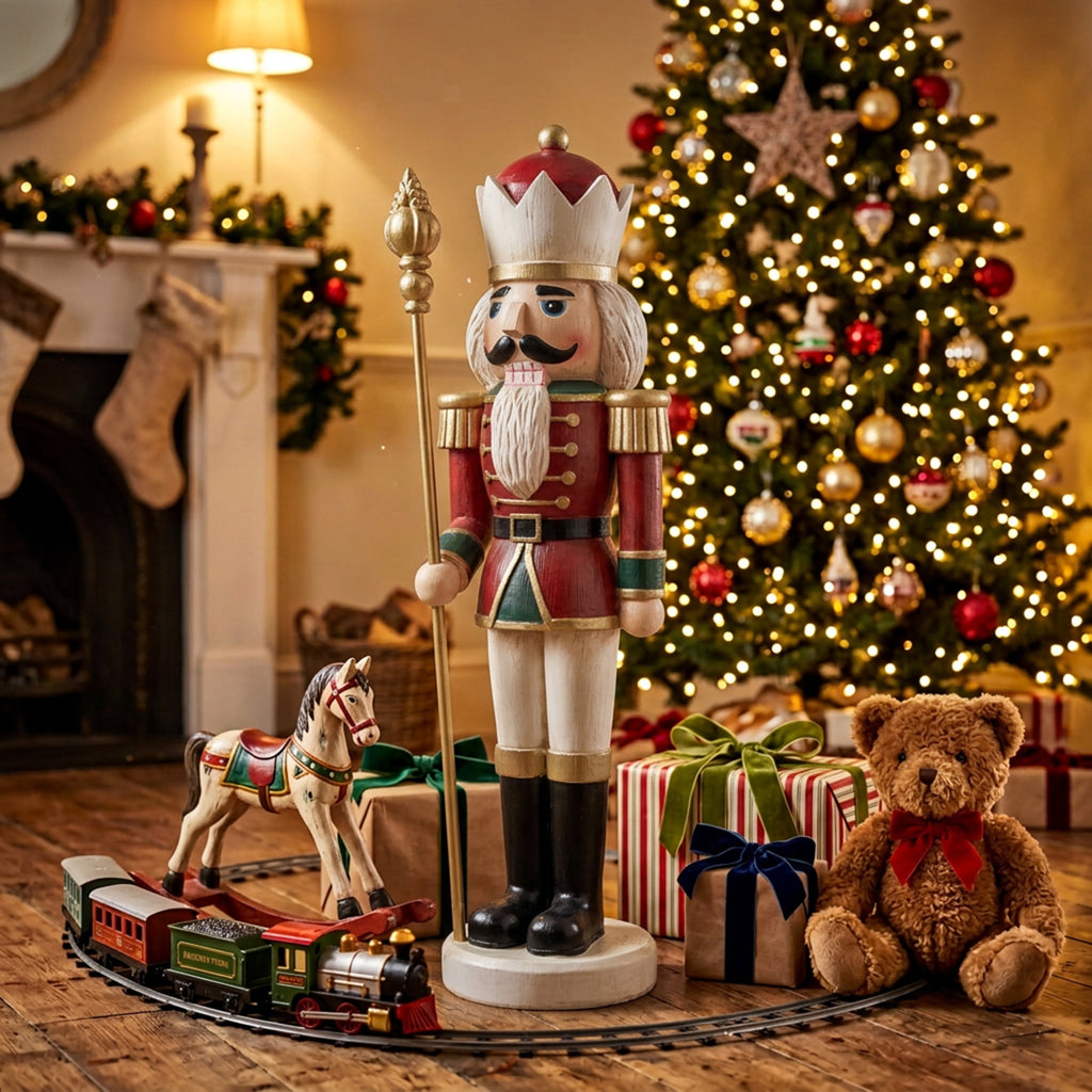 Sunnydaze Green Polyresin Gregor the Rustic Nutcracker Christmas Statue, 33"