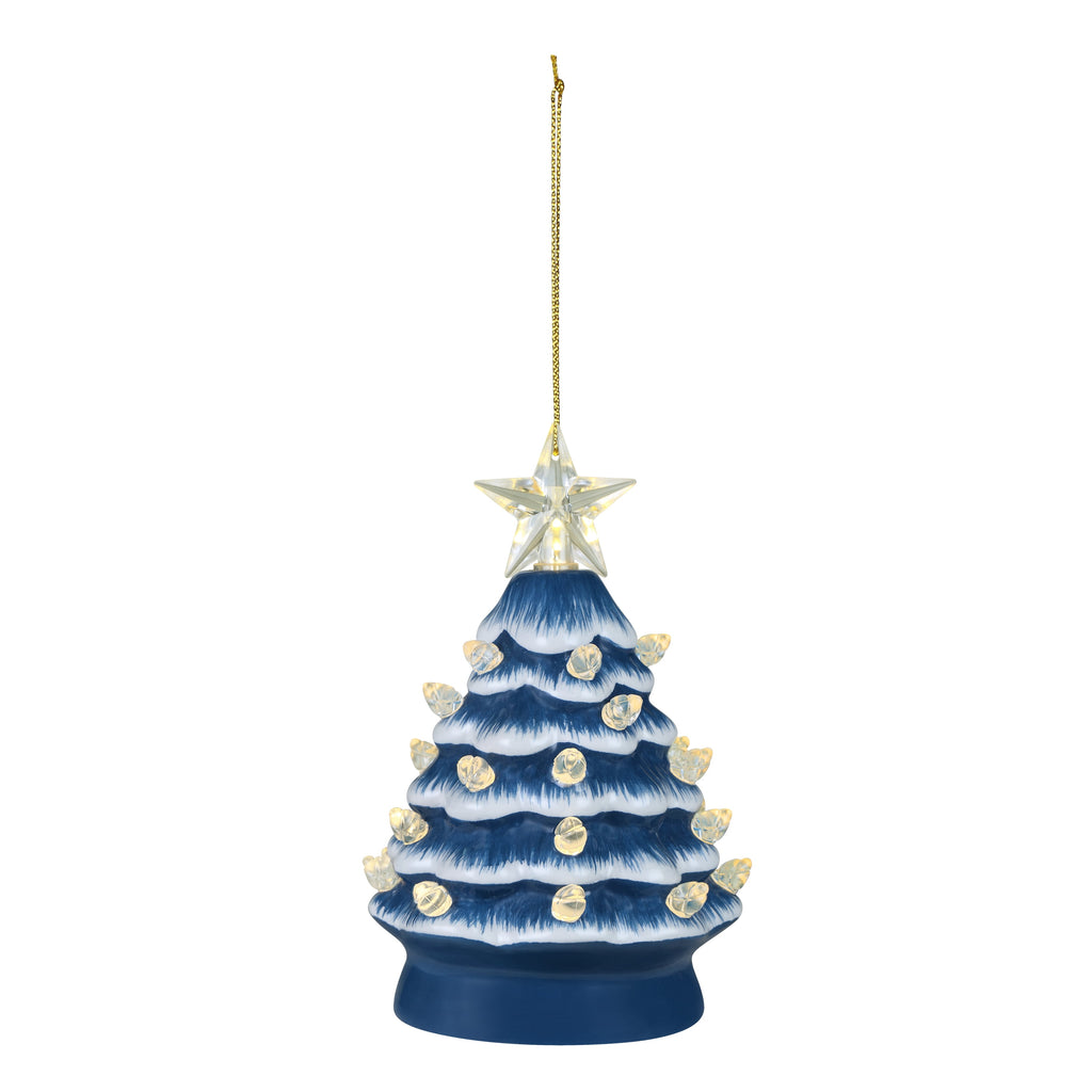 Mr. Christmas 5.25-Inch Nostalgic Tabletop Christmas Trees, Set of 3, White, LED Lights