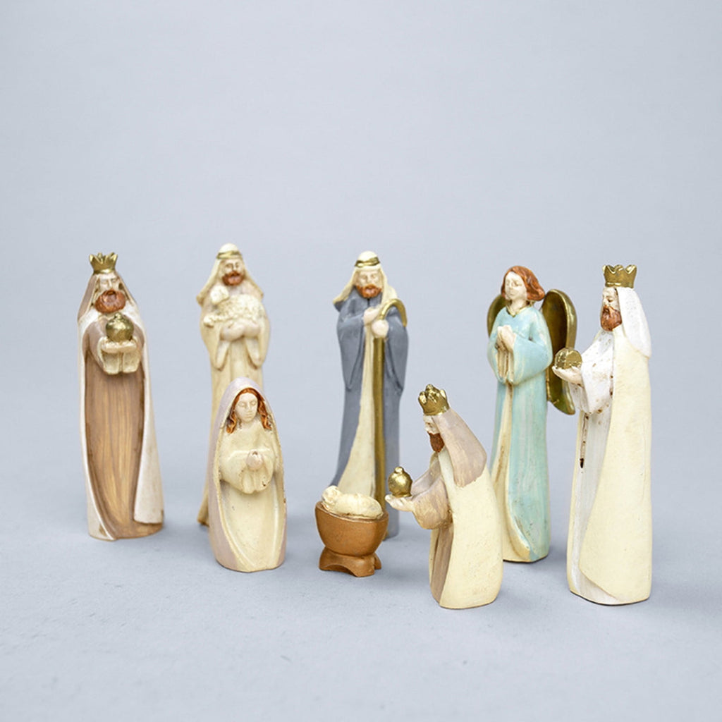 Orangide Christmas Nativity Set of 8 Pieces,Religious Manger Scene Ornaments,Resin Crafts forHome Decor,Christmas Tree Decoration,Holiday Display andGift forChristian Families