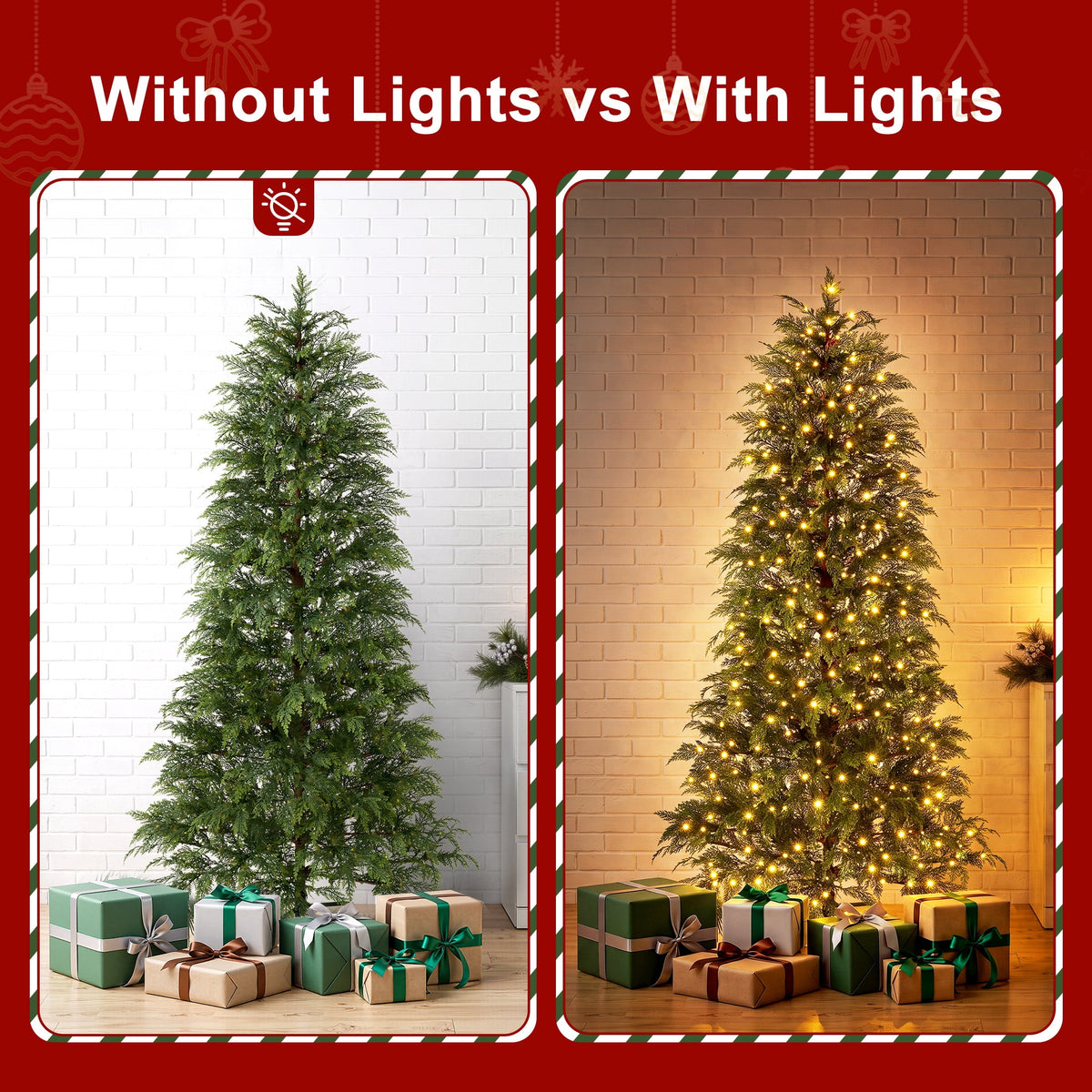DR.Planzen 24" Pre-Lit Green Cypress Artificial Christmas Tree with 30 Warm White LED Lights, Mini Tabletop Xmas Tree in Woven Basket Base, Indoor Holiday Decoration